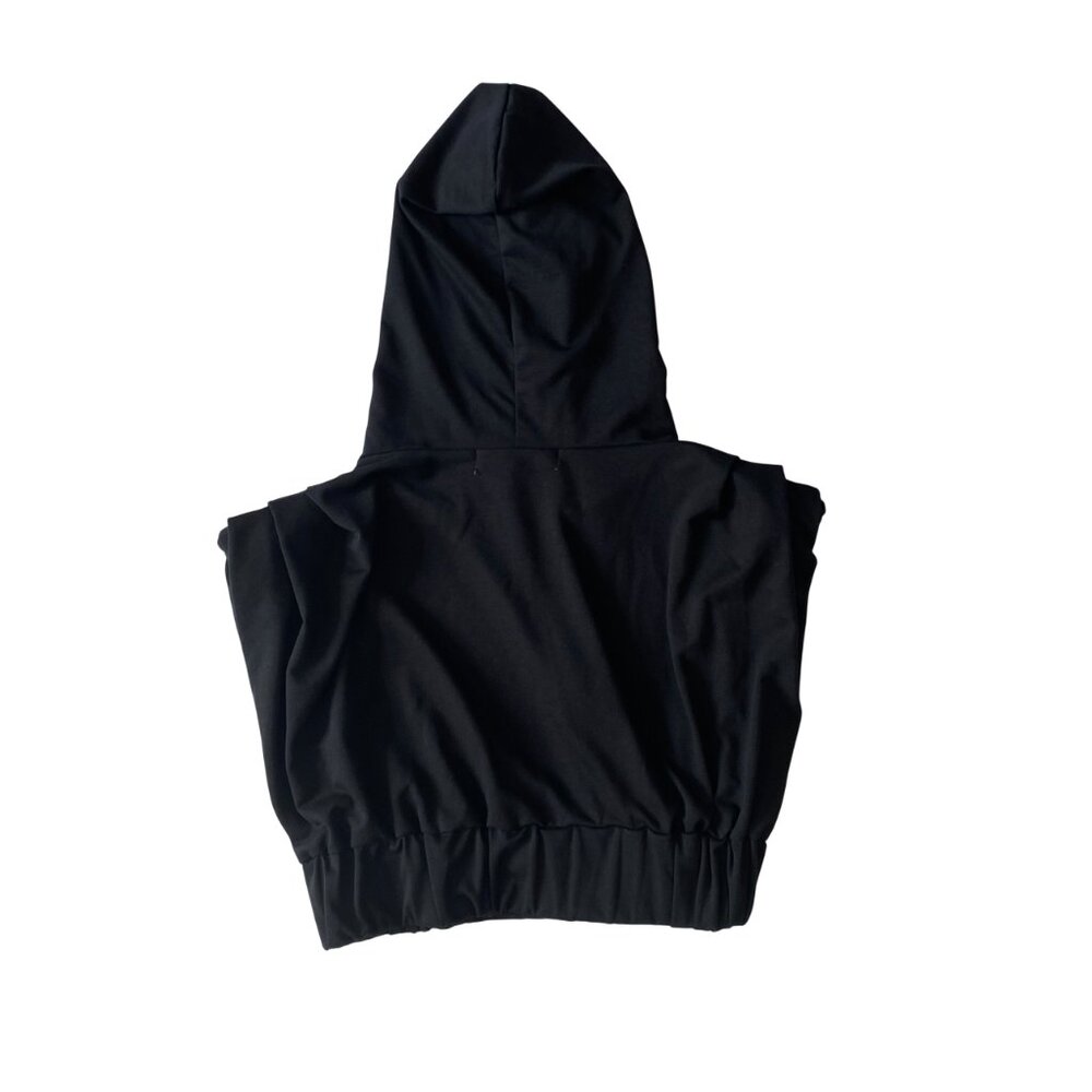 ROMA CONCEPT by Rosee Size L Black Sleeveless Hoodie Crop Sweatshirt Top - Picture 10 of 10